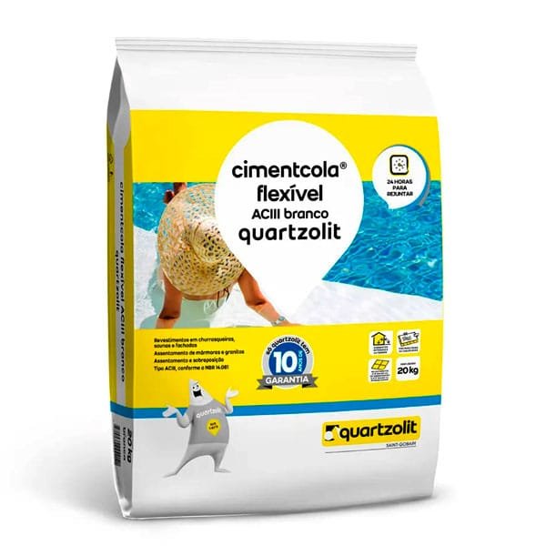 Argamassa ACIII Externa Branca 20kg Quartzolit — Argamassa Externa