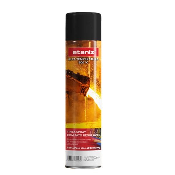 Spray Etaniz Preto Fosco Alta Temperatura